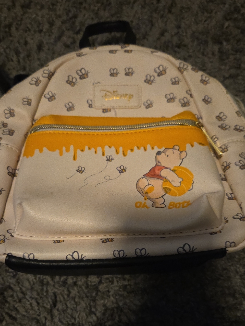 Disney Mini Backpack Cream Yellow with Black Accents - Winnie the Pooh